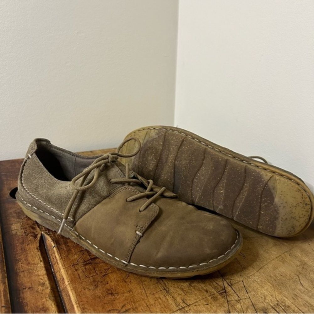 Clarks Tan Leather Suede Low Lace Up Tamitha Daisy Oxford Shoes Women’s 8.5